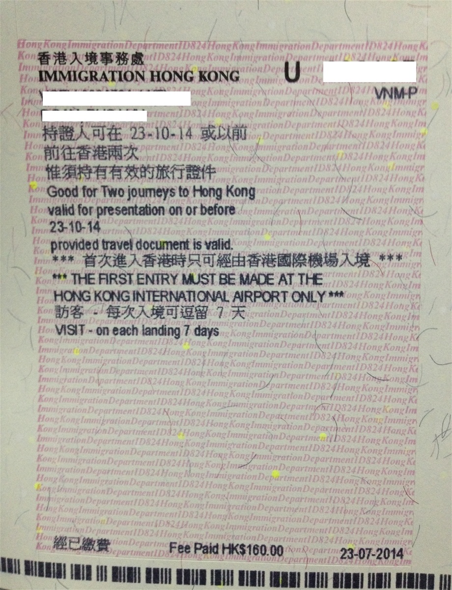 Hồ sơ xin visa Hongkong